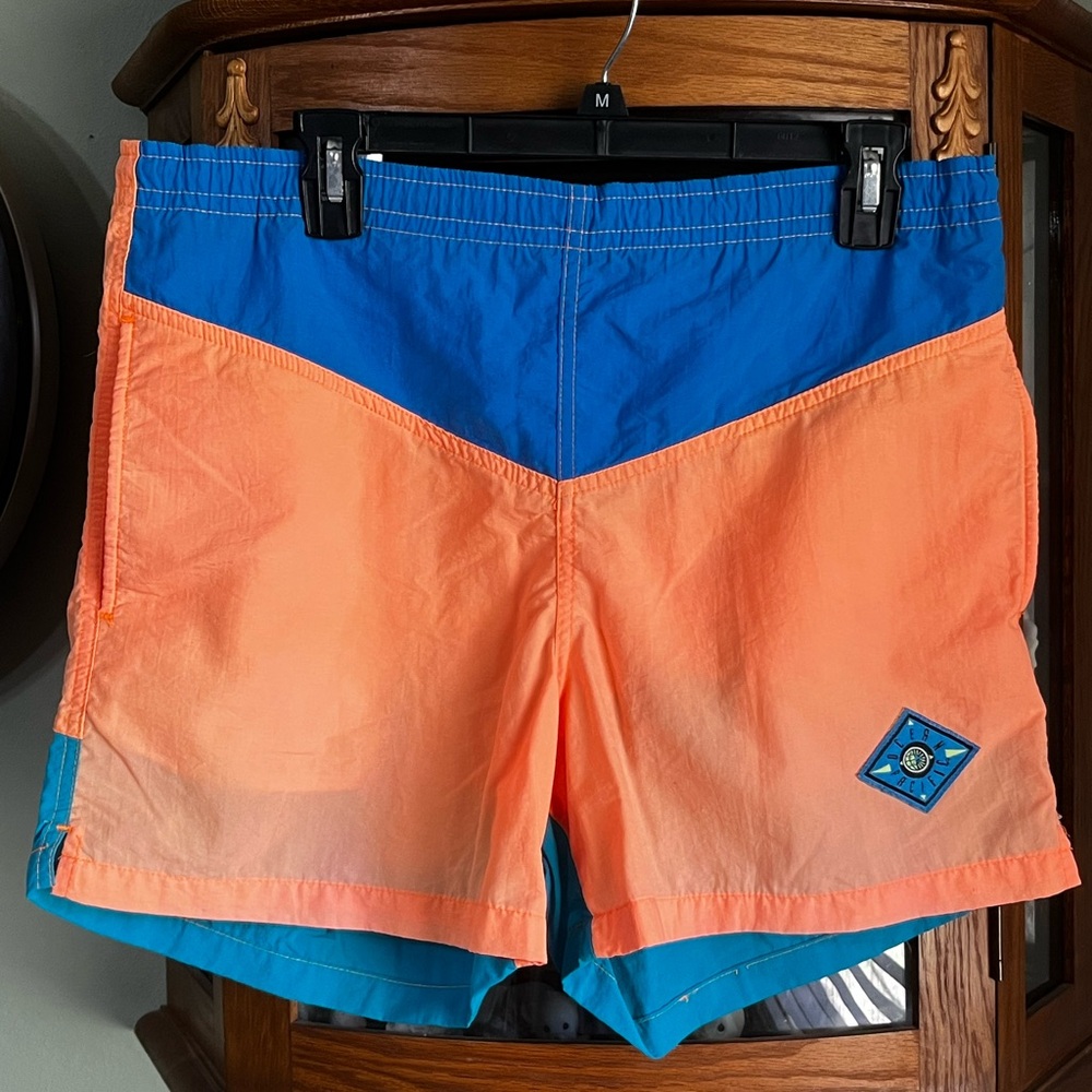 Vintage OP Ocean Pacific Color Block Nylon Swim Shorts Medium